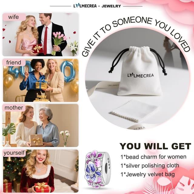 Detalle 2 de LMLMECREA Charms Stopper Clip aus 925 Sterling Silber für europäische Armbänder