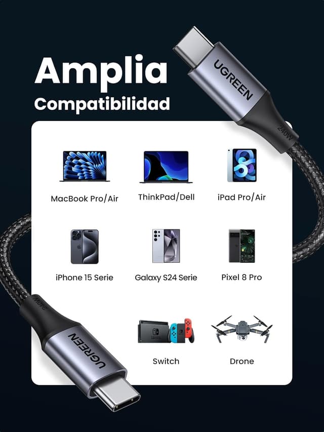 Thumbnail 3 de UGREEN Cable USB C 240W Carga Rápida para Dispositivos ⚡
