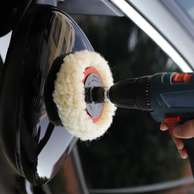 Thumbnail 6 de SPTA 5-Pack 3" (75mm) Natural Wool Polishing Pads with Drill Backing Plate