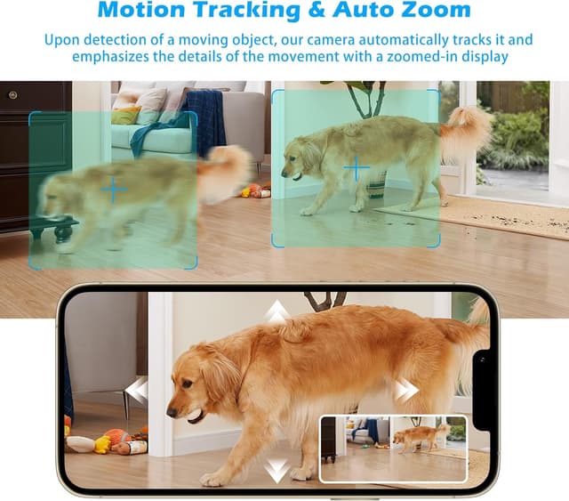 Detalle 2 de 2K Indoor Security Camera 5G Pan/Tilt with Intercom, 3X Auto Zoom, AI Detection and Colour Night Vision