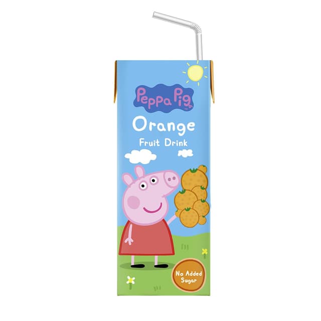 Detalle de Peppa Pig Orange Fruchtsaft im Tetrapak (3×200 ml) mit Strohhalm, ohne Zuckerzusatz