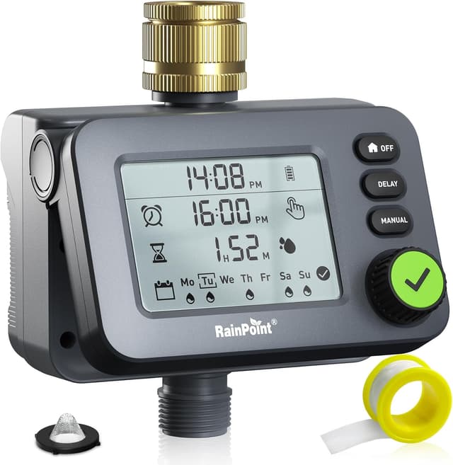 Detalle de RAINPOINT centralina irrigazione con ritardo pioggia, timer automatico/manuale e display LCD inclinabile (IP54)