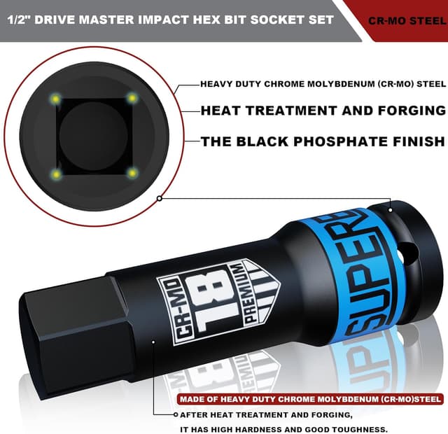 Thumbnail 4 de KIRXST Set 10 bussole esagonali 1/2" 5–19 mm 🛠