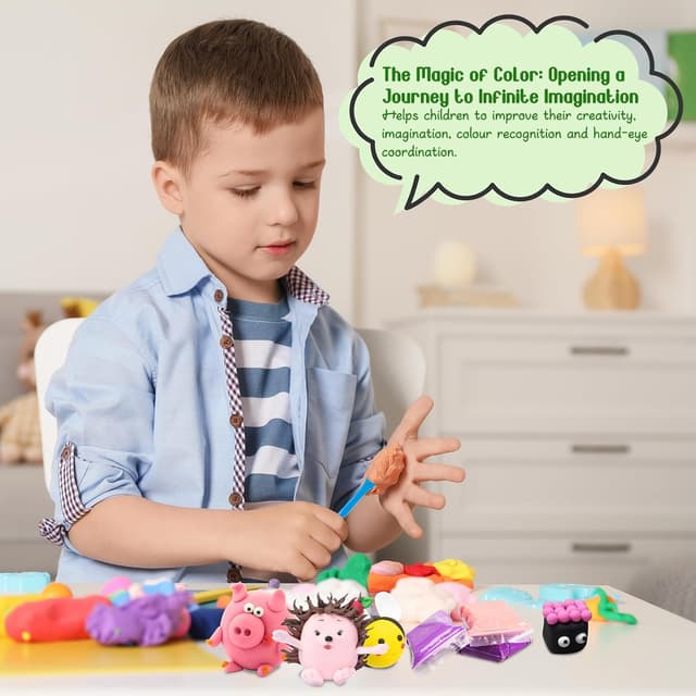 Detalle de FUONCEDE Modelliermasse lufttrocknend 72 Stück – 36 Farben, Werkzeuge & Projekthandbuch