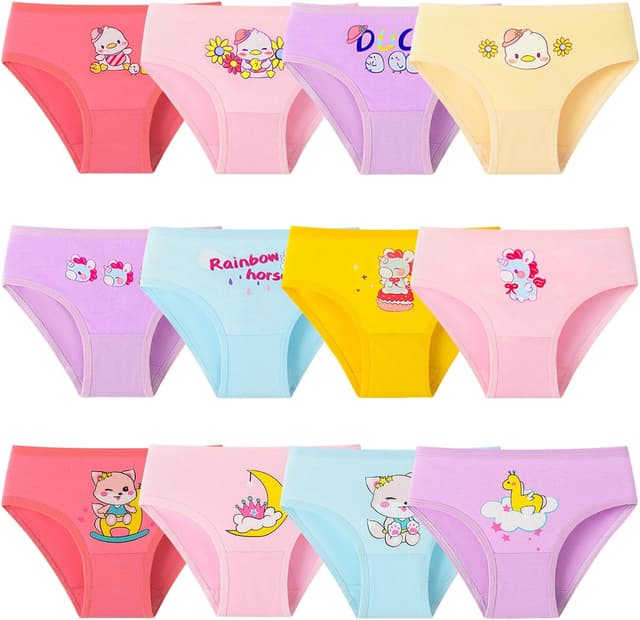 Thumbnail 6 de Adorel Mädchen Slips aus Baumwoll-Mix – 12er-Pack (Motiv-Design, elastischer Bund)