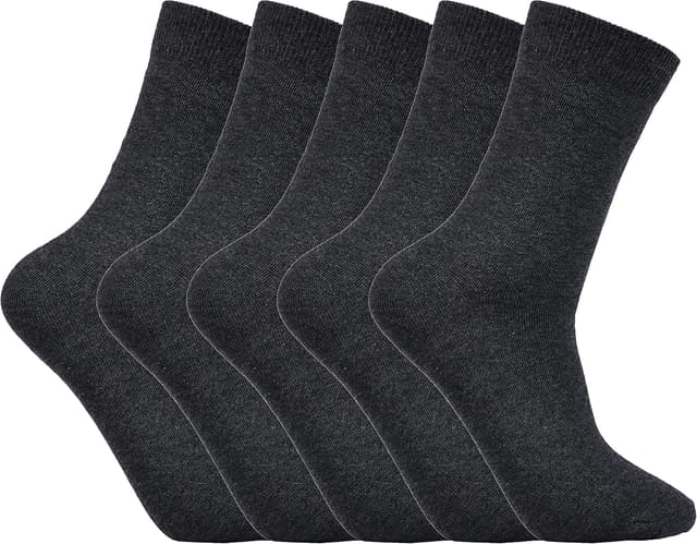 Detalle de Laulax 5 Pairs Finest Combed Cotton Smooth Seamless Toe Boys School Socks (3–16 Years) – Black/Charcoal/Navy