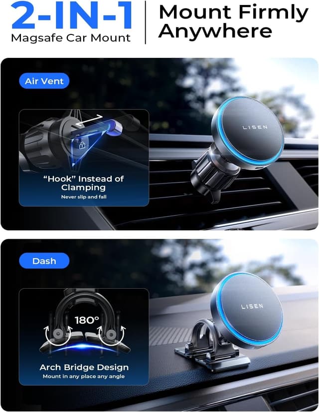 Detalle 2 de LISEN MagSafe Car Mount Charger 15W