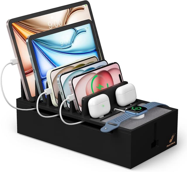 Imagen de Pezin & Hulin Charging Station Bamboo cable organiser for multiple devices en OfertitasTOP