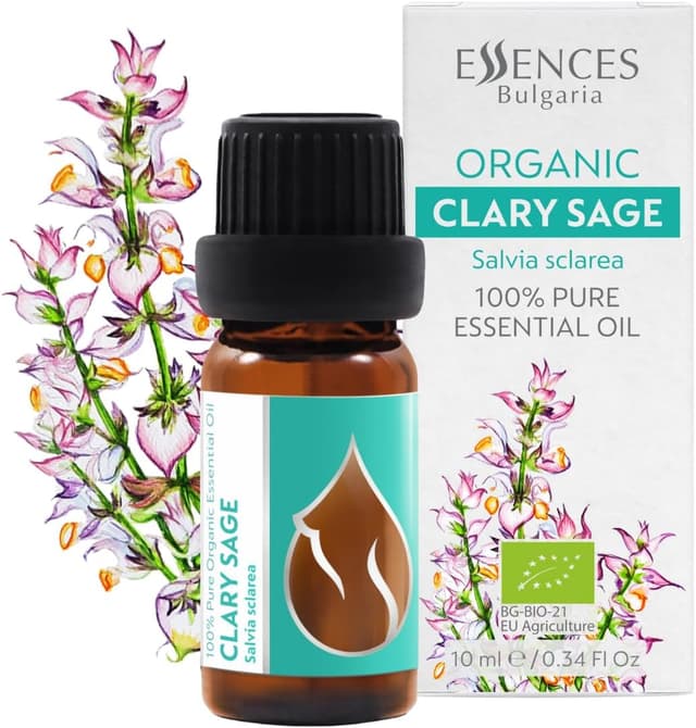 Detalle de Essences Bulgaria Olio Essenziale di Salvia sclarea biologica, 100% puro e non diluito (10 ml) | Distillato a vapore