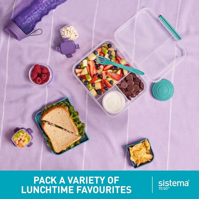 Detalle de Sistema Bento Box Lunch (Minty Teal) Bento school lunch box with compartments, 1.65 L