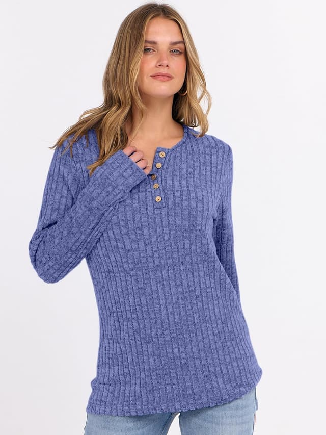 Thumbnail 5 de ANRABESS Womens Henley Tunic Top long sleeve