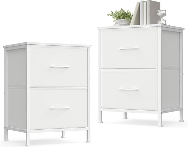 Thumbnail 6 de SONGMICS comodino con 2 cassetti in tessuto non tessuto LGS312WH01, struttura in acciaio e MDF