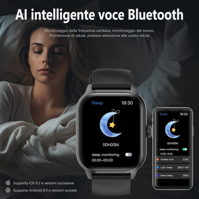 Detalle 2 de zaisia Smartwatch Uomo Donna 2,01" con chiamate, cardio, sonno e IP68