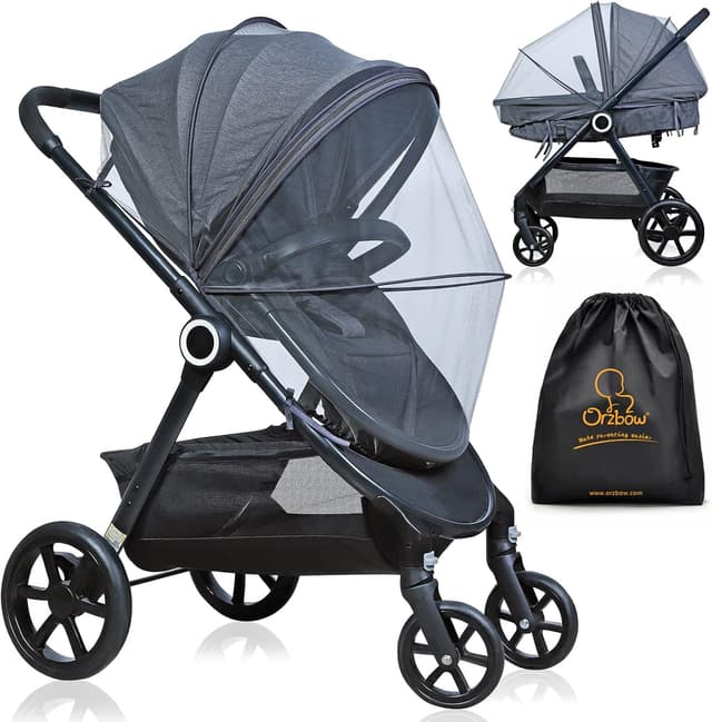 Thumbnail 6 de Orzbow Mosquito Net for Pram – Universal pram net with two-way zippers and storage bag (Grey)