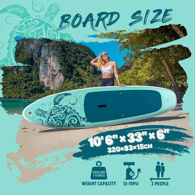 Detalle de FEATH-R-LITE Inflatable Ultra-Light 10'6"×33" SUP Board Kit (All Skill Levels)