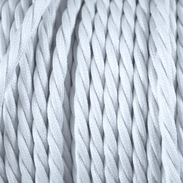 Detalle 2 de smartect Cavo elettrico tessile intrecciato bianco 3 metri, bipolare (2 x 0,75 mm²) per lampade fai-da-te
