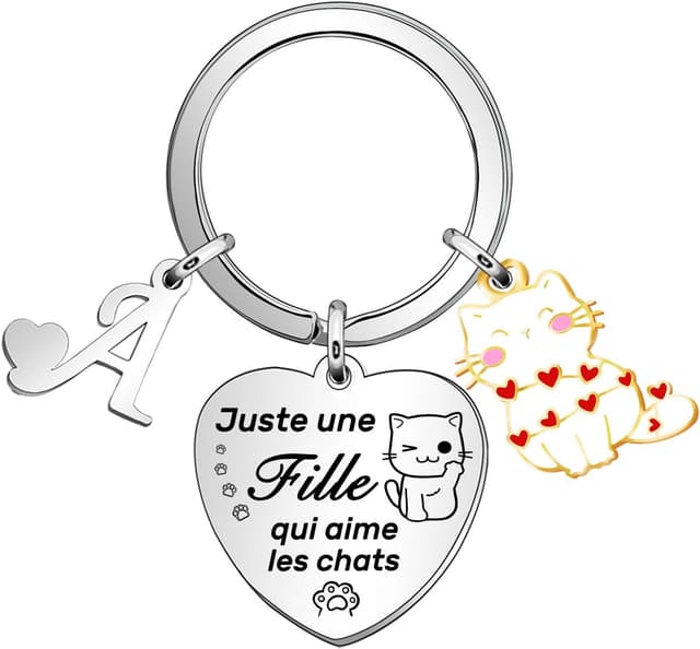 Thumbnail 4 de Casxyue Porte-clés Chat Initiales