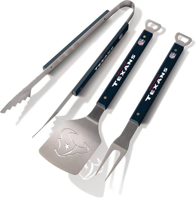 Detalle de YouTheFan NFL Spirit Series 3-Piece BBQ Set with Laser-Cut Stainless Steel Tools
