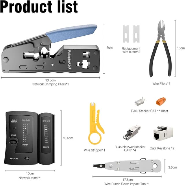 Detalle 2 de Netzwerk Werkzeugset für RJ45 10x Stecker