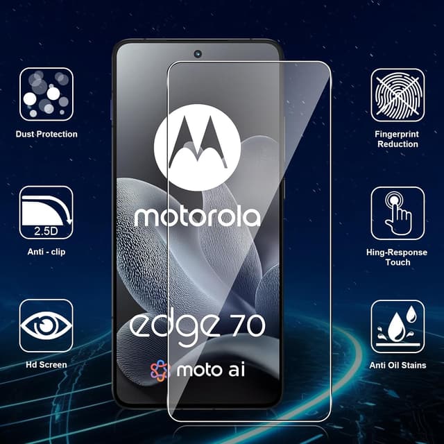 Detalle 2 de Datree 3er-Set Panzerglas für Motorola Moto Edge 70 inkl. 3 Stück Kameraschutz (9H, bläschenfrei, HD)
