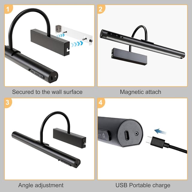 Thumbnail 5 de HARPER LIVING Rechargeable Picture Light 3‑temp 🖼