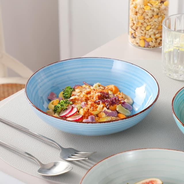 Thumbnail 6 de vancasso Bonita 38 oz Ceramic Pasta Bowls Set of 6 (Blue) — Microwave & Dishwasher Safe