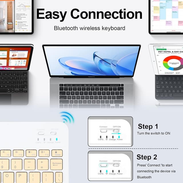 Detalle de Universal Ultra-Slim Rechargeable Wireless Keyboard (Yellow) for iPad, Android Tablets, Windows & iOS