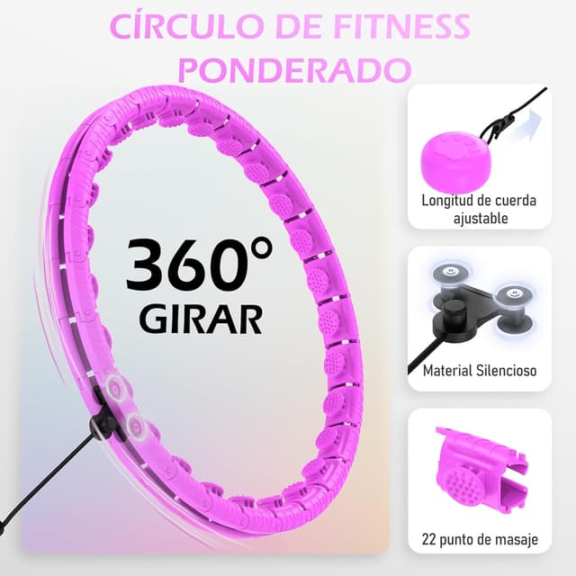 Detalle de JLoibao Smart Hula Hoop Fitness 24 anillos