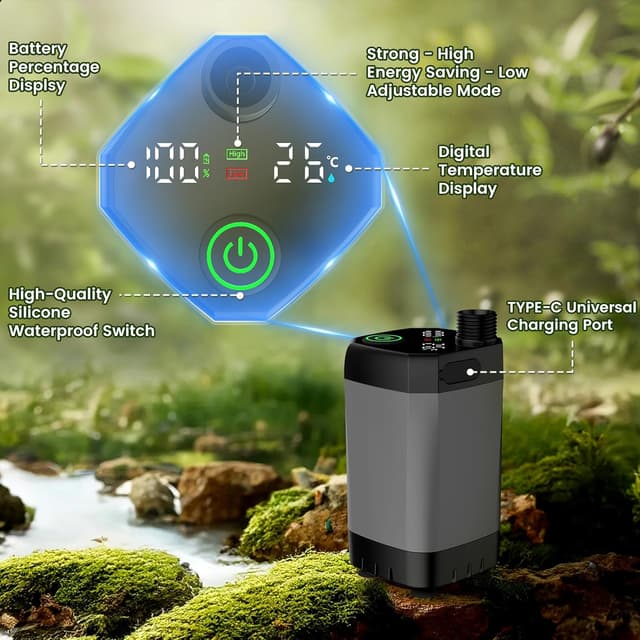 Detalle de Portable camping shower with 6000mAh
