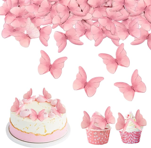 Thumbnail 6 de 40 Stück essbare Schmetterling-Tortendeko (Esspapier) Regenbogen – Schmetterling Cupcake Toppers für Hochzeit & Geburtstag