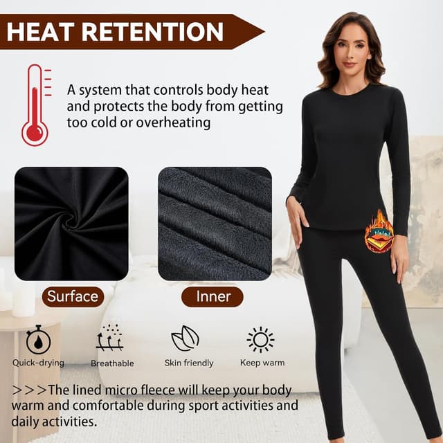 Detalle 2 de AMZSPORT Women's Thermal Underwear Set