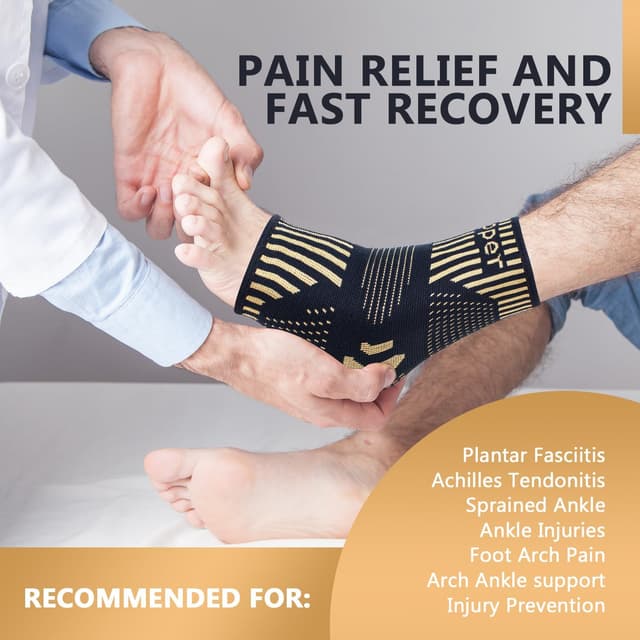 Thumbnail 4 de Lusenone Copper Ankle Brace Support Compression Sleeve Socks (Pair) for Men & Women