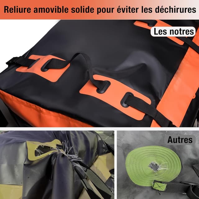 Detalle de SUNORCHID Heckbox für Anhängerkupplung 150 x 61 x 61 cm (566 l) aus 600D PVC – wasserdichte Falt-Gepäckbox