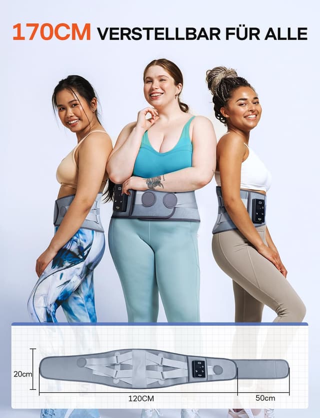 Detalle 2 de ALLJOY 170 cm Wärmegürtel für den Rücken mit Heizkissen, kabellosem Massagegerät (5 Vibrationsmodi, 3 Wärmestufen, 5000 mAh)