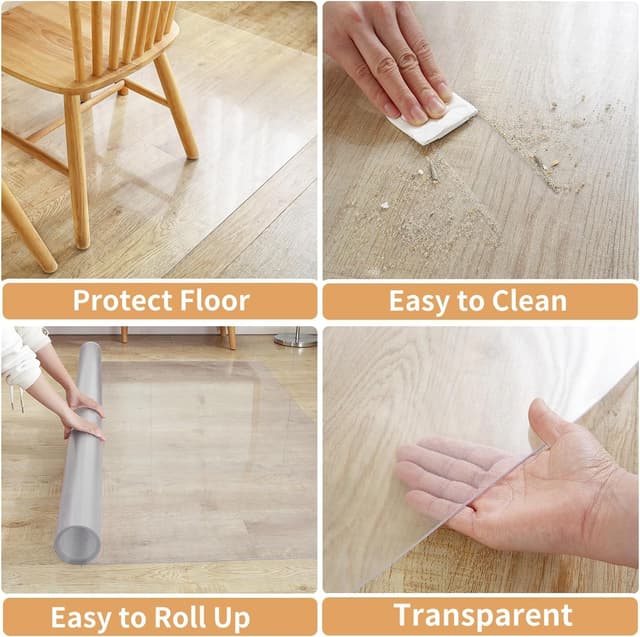 Detalle 2 de OstepDecor Office Chair Mat for Hardwood Floor, clear PVC desk chair protector (90 x 160 cm)