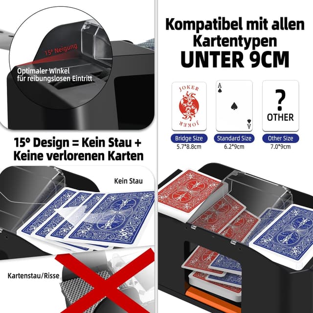 Detalle de QUICARD automatischer Kartenmischer mit leiserem Motor und 2.000-mAh-Akku