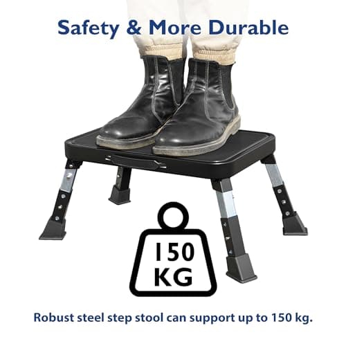 Detalle de BONTEC Taburete Plegable 3 Niveles 🪜, Plataforma Antideslizante