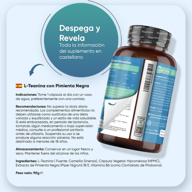 Thumbnail 4 de L Theanine 500mg con Toronjil 🌿 - 180 Cápsulas Veganas