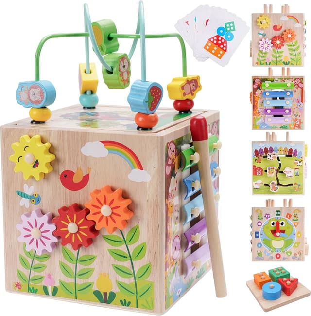 Imagen de Wooden Activity Cube Montessori 12+ months en OfertitasTOP