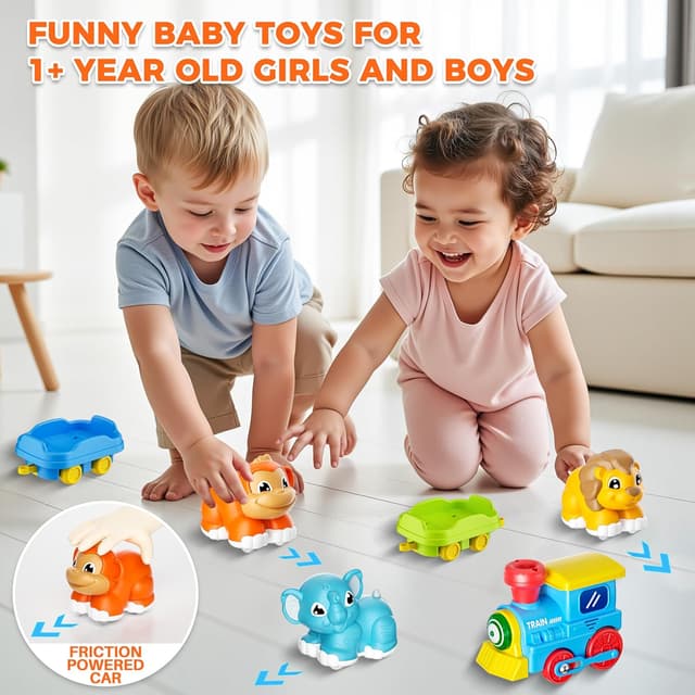 Detalle de Toddler Steam Electric Train Set with Music & Lights (with Tracks Accessories) and 3 Animal Cars