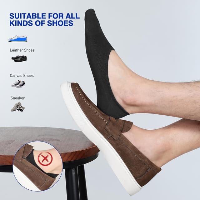 Detalle 2 de CLOSEMATE Chaussettes invisibles homme/femme 6 paires (39-42 / 43-46) en coton élastique antidérapantes