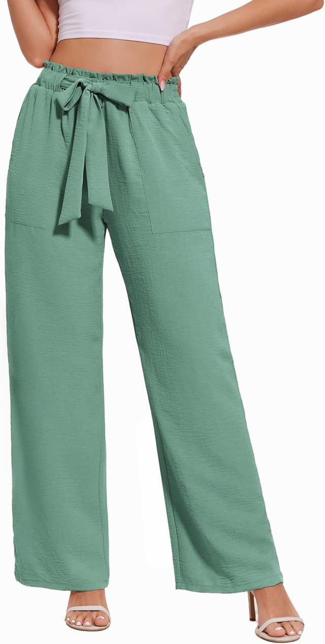 Detalle 2 de Neineiwu Palazzo-Hose für Damen: High-Waist Wide Leg mit Taschen