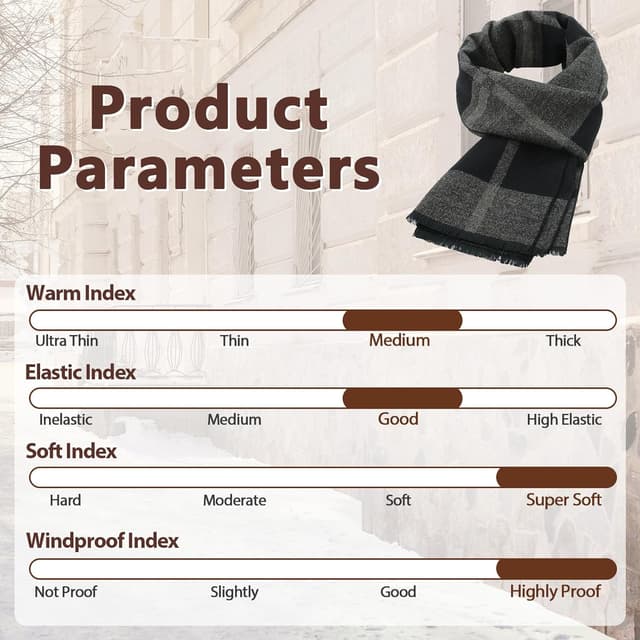 Thumbnail 4 de American Trends Mens Winter Warm Long Soft Scarf 1 🧣