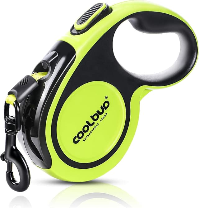 Detalle de Hurluksi Retractable Dog Lead 5m / 16ft Extendable (Up to 50kg) with Anti-Slip Handle and Quick Brake (Green)