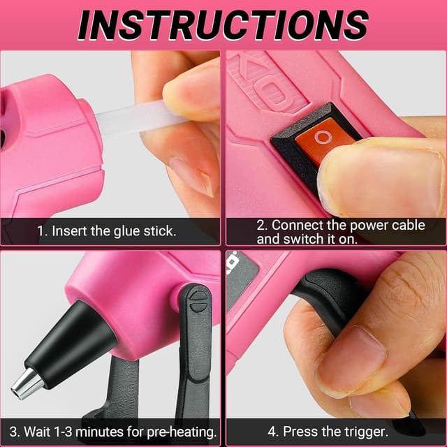 Thumbnail 6 de DEKO 20W Mini Hot Glue Gun Kit (7mm) with 30 Glue Sticks – Pink
