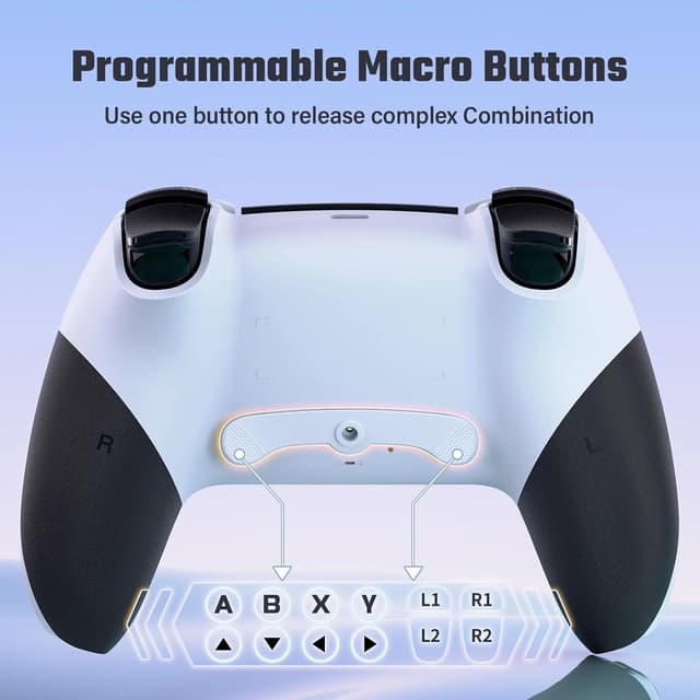 Detalle de LATEC Wireless-Controller für PS4: Bluetooth Gamepad mit 2 programmierbaren Tasten, Turbo & 3,5-mm-Audio