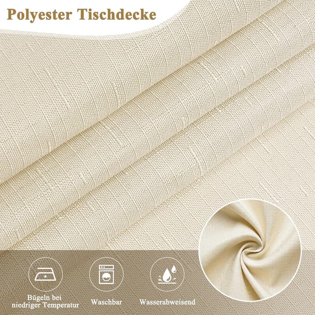 Detalle de AooHome Tischdecke abwaschbar in Leinen-Optik (Beige) 80x80 cm mit Wasserabweisung