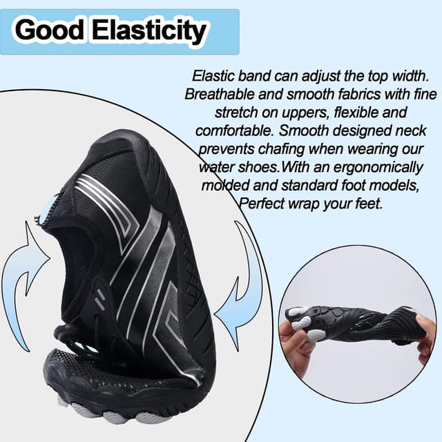 Detalle de Quick Dry Barefoot Aqua Shoes for Men & Women – beach, pool, swim, surf & diving