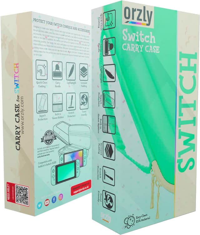 Detalle de Orzly Tragetasche für Nintendo Switch OLED – Hülle mit Zubehör- & Spiele-Ablagefach, Geschenkverpackung