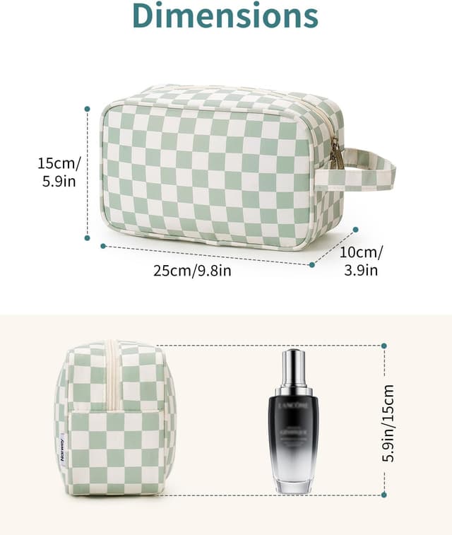 Thumbnail 4 de Travel Toiletry Wash Bag Mint Green Checkerboard